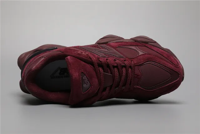 New Balance 9060 Maroon Suede Chunky Sneakers 7