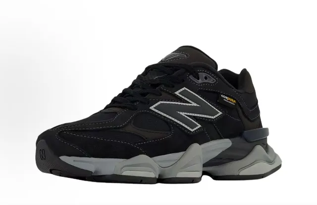 New Balance أحذية رياضية سوداء رمادية سولا متعددة الطبقات جزء علوي من مواد مختلطة حذاء كاجوال سميك 4