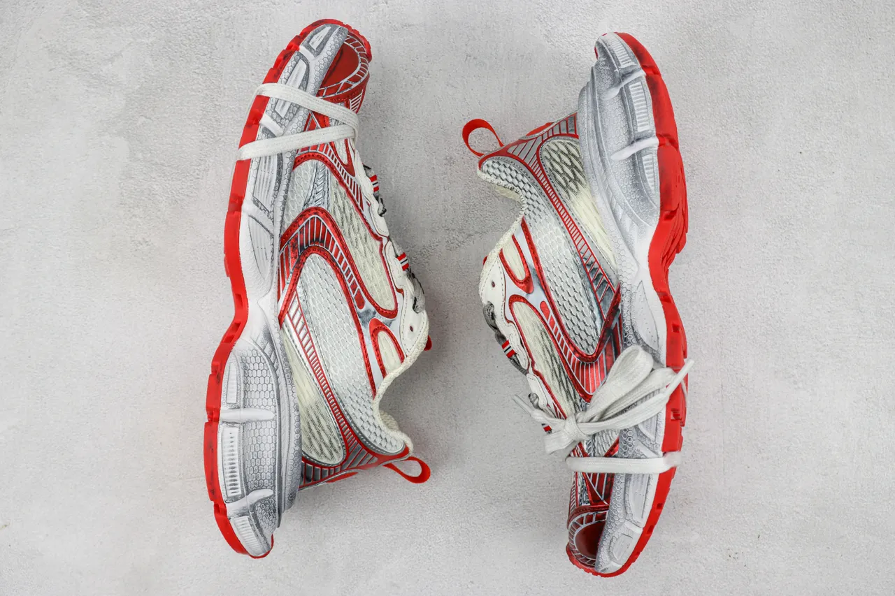 New Balance Silver Red Midsole Mesh And Synthetic Overlay Chunky Sneakers 2