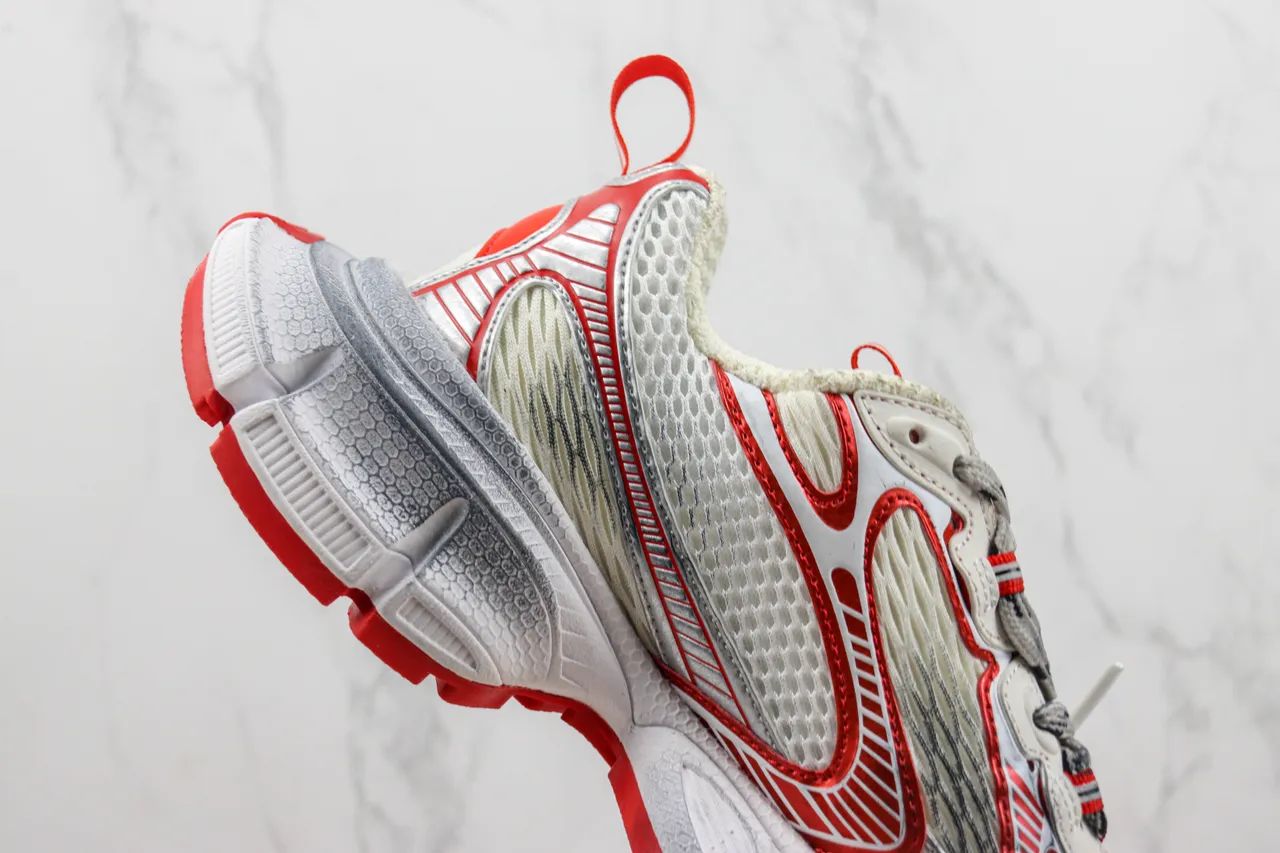 New Balance Silver Red Midsole Mesh And Synthetic Overlay Chunky Sneakers 5