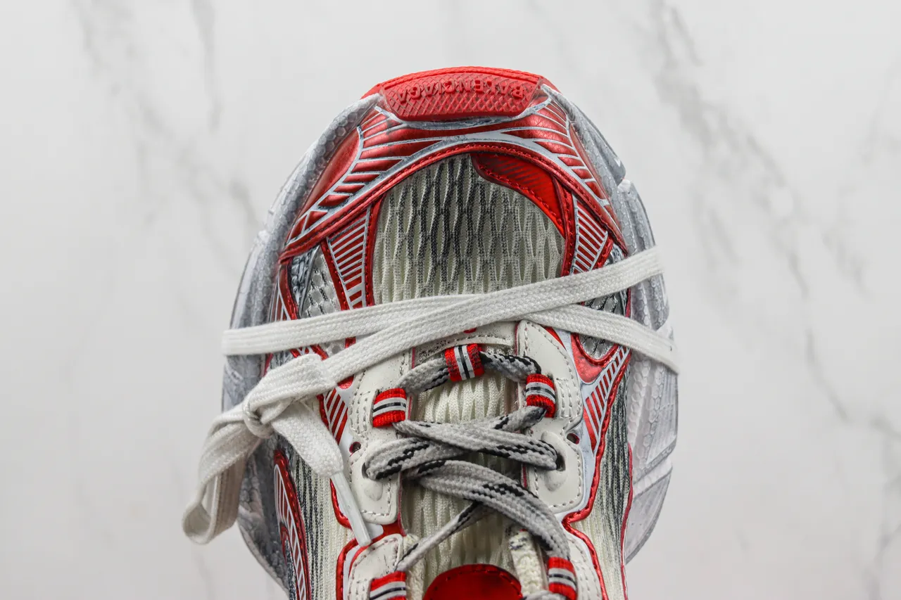 New Balance Silver Red Midsole Mesh And Synthetic Overlay Chunky Sneakers 6