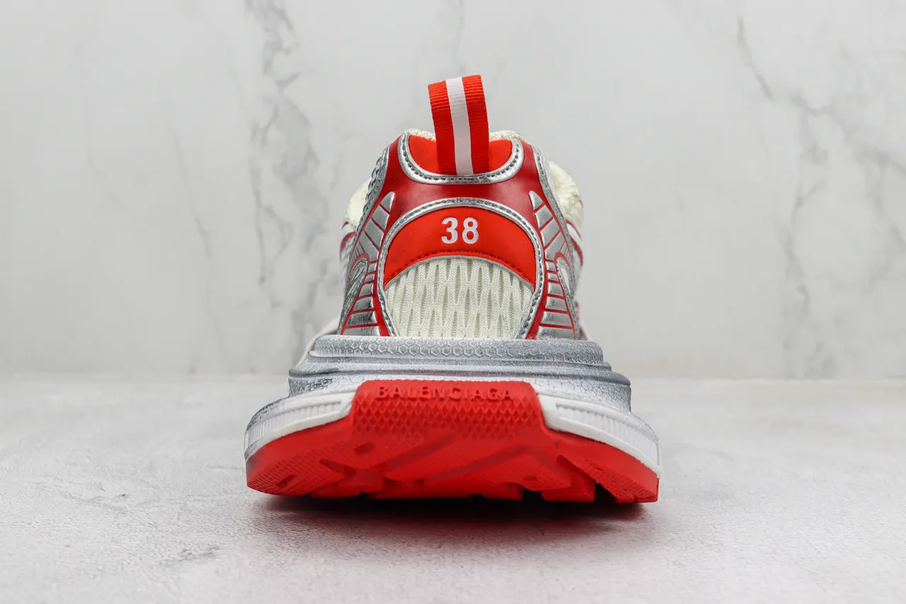 New Balance Silver Red Midsole Mesh And Synthetic Overlay Chunky Sneakers 9