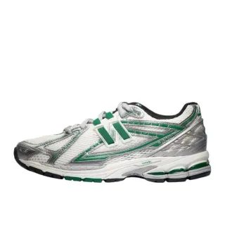 New Balance 白色绿色网布与合成材料覆盖低轮廓造型跑鞋