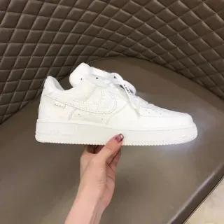 Nike Air Force 1 حذاء أسلوب حياة أبيض كامل نقشة مونوغرام