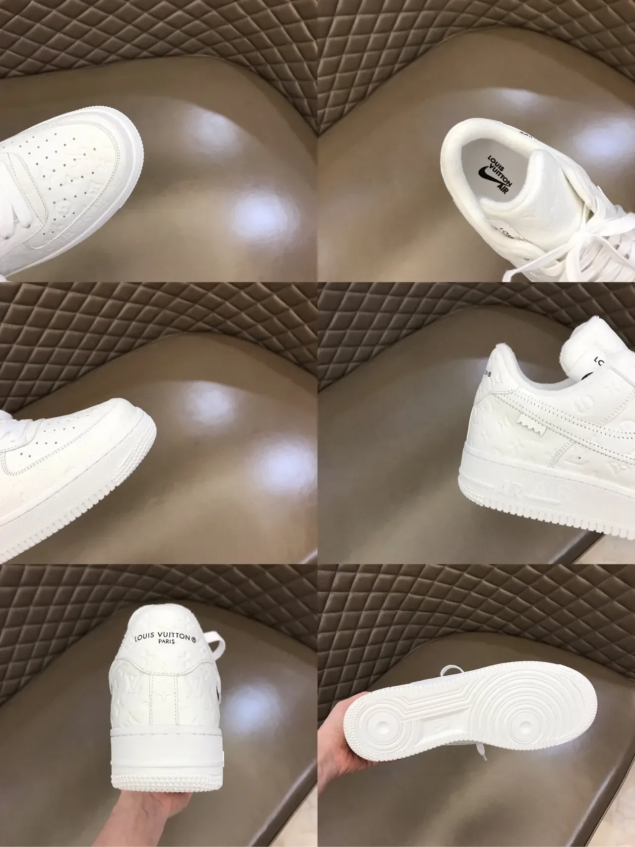 Nike Air Force 1 All-White Embossed Monogram Lifestyle Sneakers 2