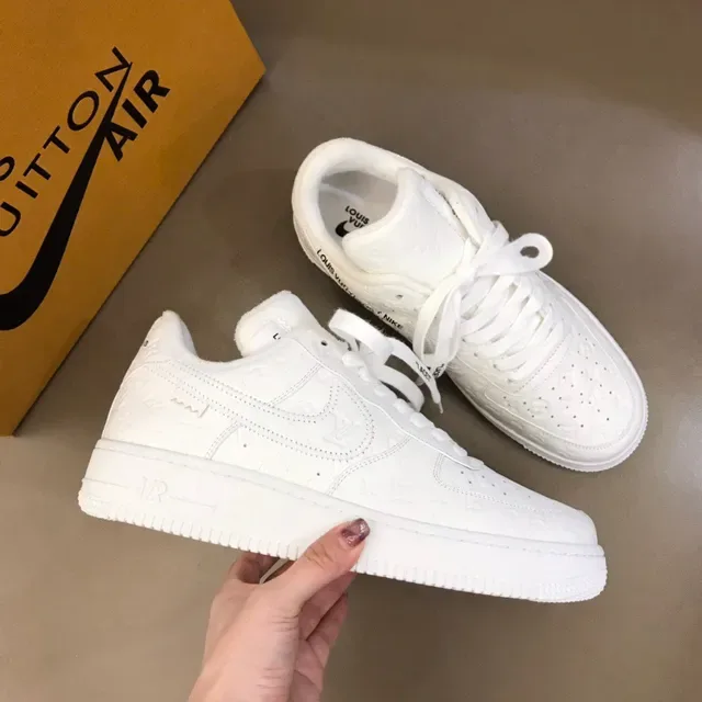 Nike Air Force 1 All-White Embossed Monogram Lifestyle Sneakers 6