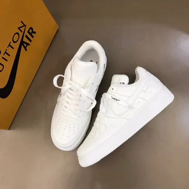 Nike Air Force 1 All-White Embossed Monogram Lifestyle Sneakers 8