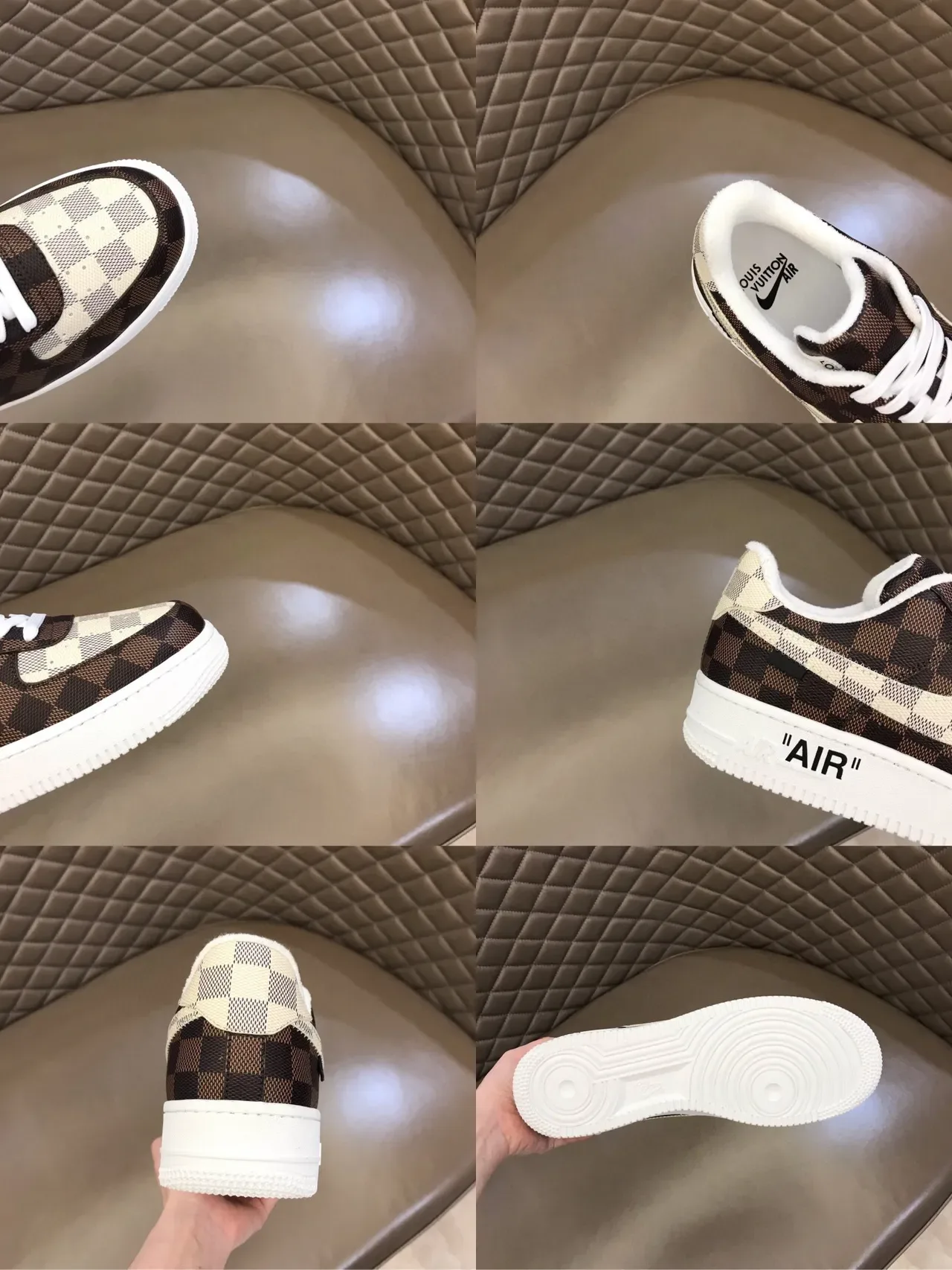 Nike Air Force 1 Marron Beige Damier Baskets Lifestyle 2
