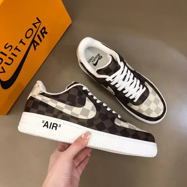 Nike Air Force 1 Marron Beige Damier Baskets Lifestyle 6