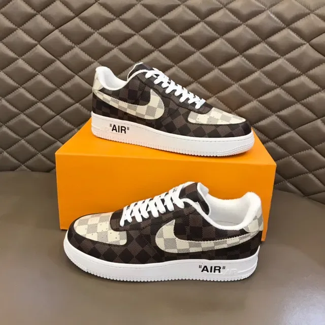 Nike Air Force 1 Marron Beige Damier Baskets Lifestyle 7