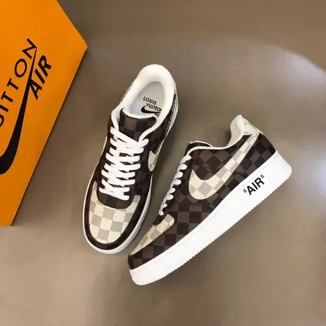 Nike Air Force 1 Marron Beige Damier Baskets Lifestyle 8