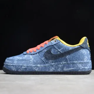 Nike Air Force 1 أزرق الدينيم برتقالي أربطة أحذية أسلوب حياة
