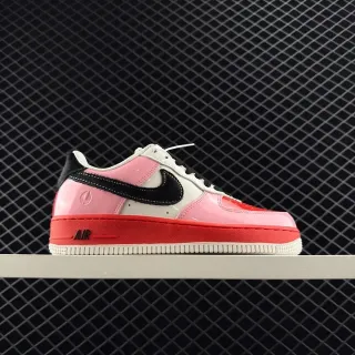 Nike Air Force 1 لامع وردي أسود أحمر نمط الحياة سينيكرز