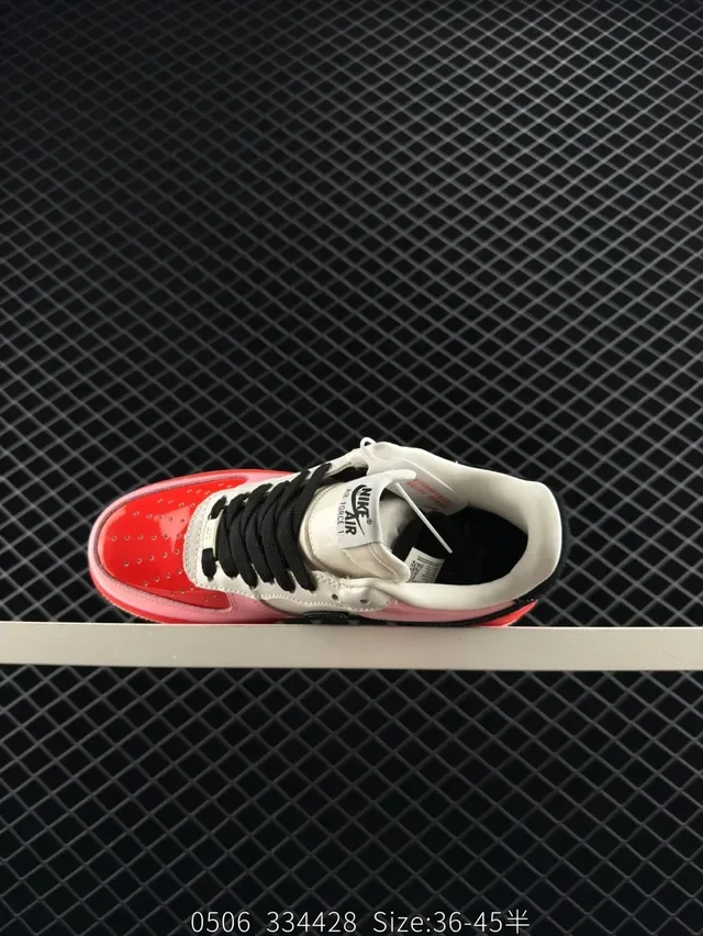 Nike Air Force 1 Glossy Pink Black Red Lifestyle Sneakers 6