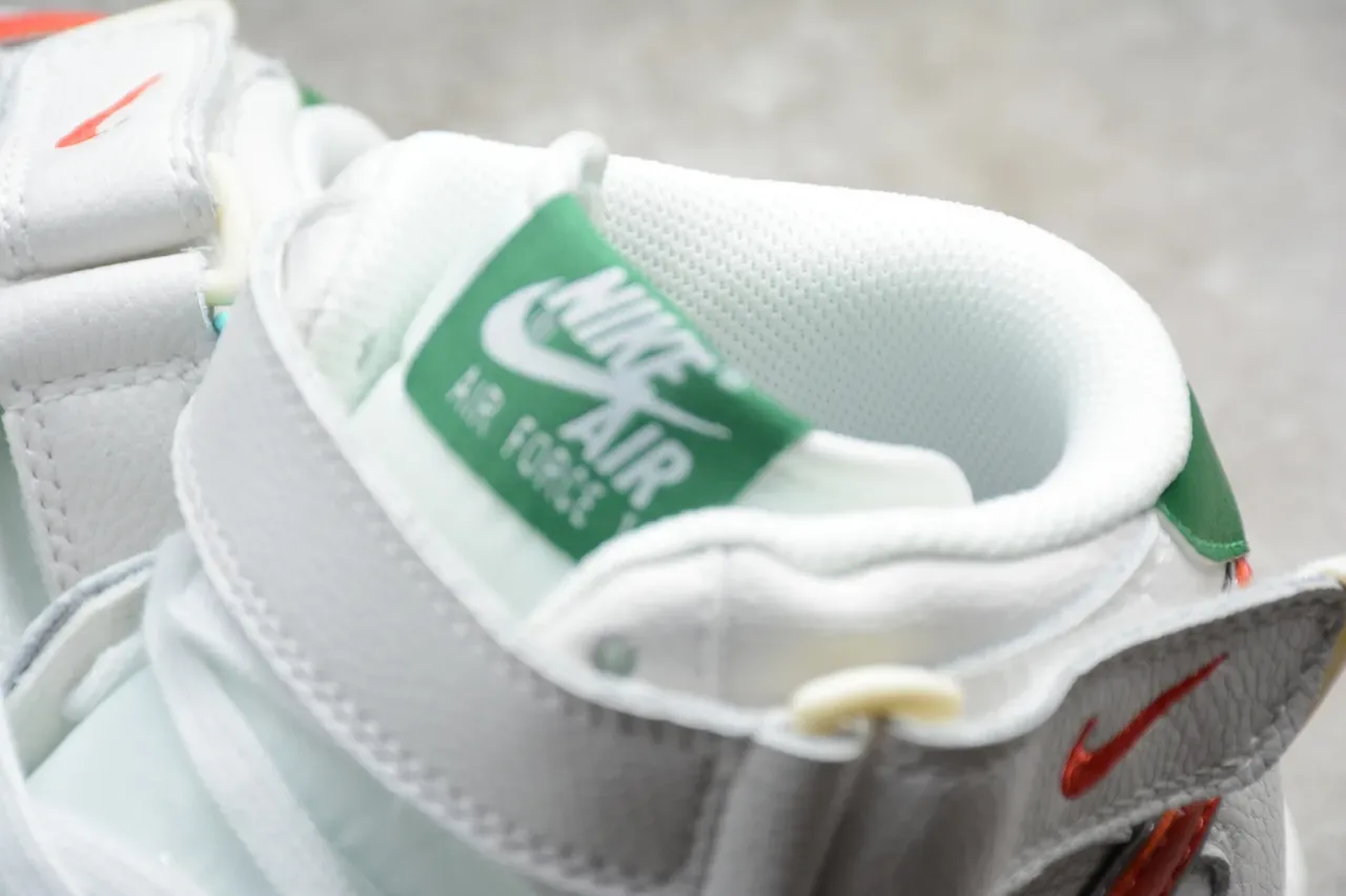 Nike Air Force 1 High Strap White Orange Green Lifestyle Sneakers 8
