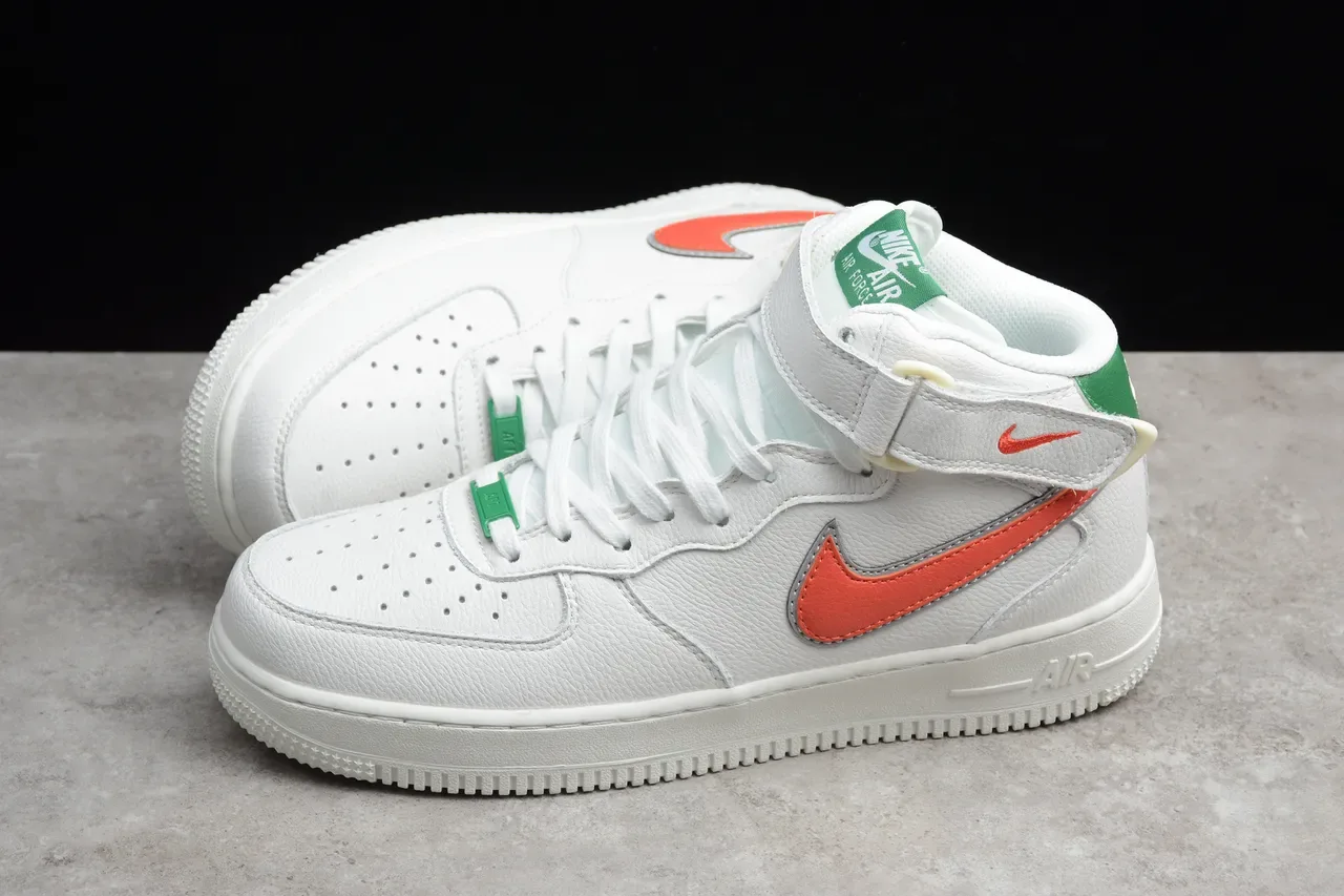 Nike Air Force 1 High Strap White Orange Green Lifestyle Sneakers 11