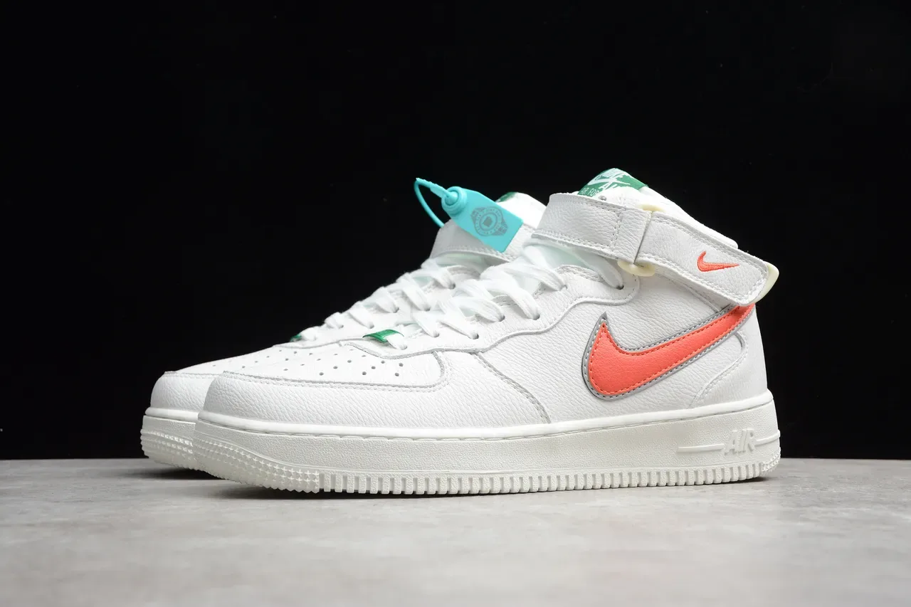 Nike Air Force 1 High Strap White Orange Green Lifestyle Sneakers 15