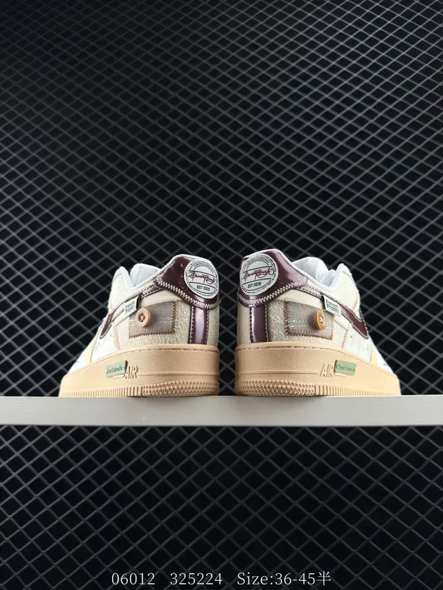 Nike Air Force 1 Low Beige Maroon Pixelated Lifestyle Sneakers 4
