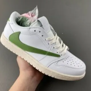 Nike Air Force 1 أبيض وأخضر أحذية رياضية نمط حياة