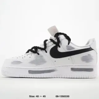 Nike Air Force 1 أبيض أسود رمادي رذاذ الطلاء حذاء رياضي أسلوب حياة