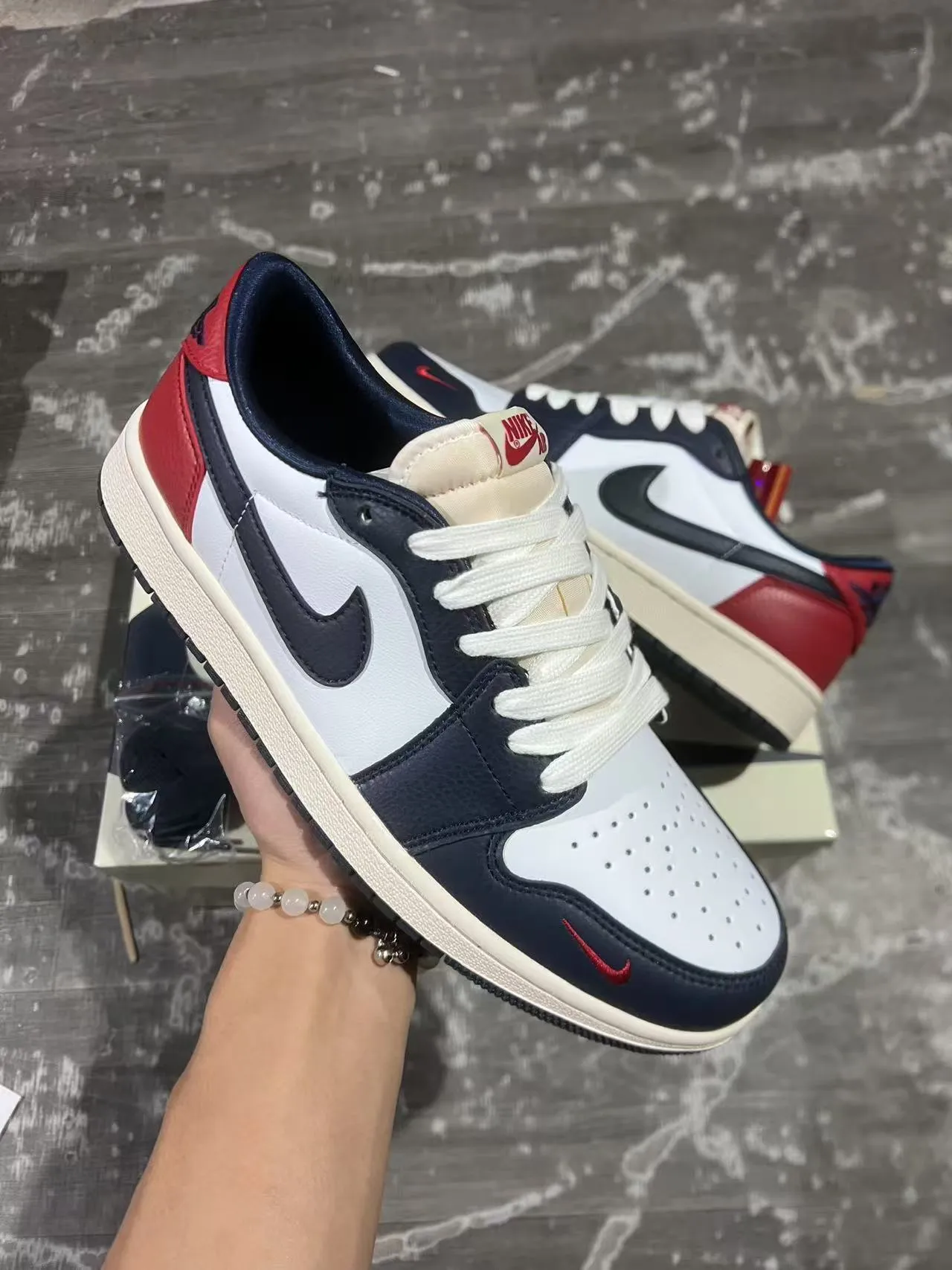 Nike Air Jordan 1 Low Navy Red White Lifestyle Sneakers 2