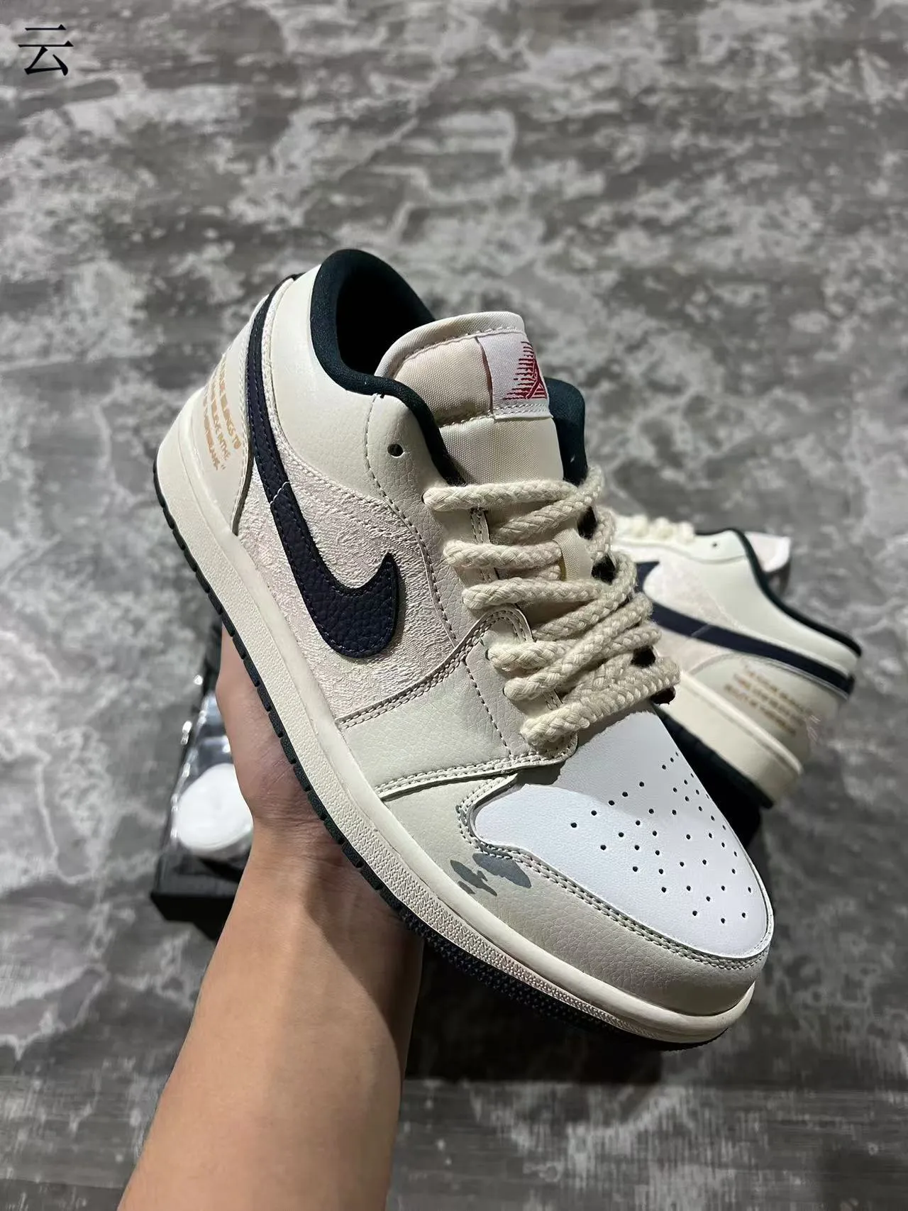 Nike Air Jordan 1 Low Off-White Navy Lifestyle Sneakers 2