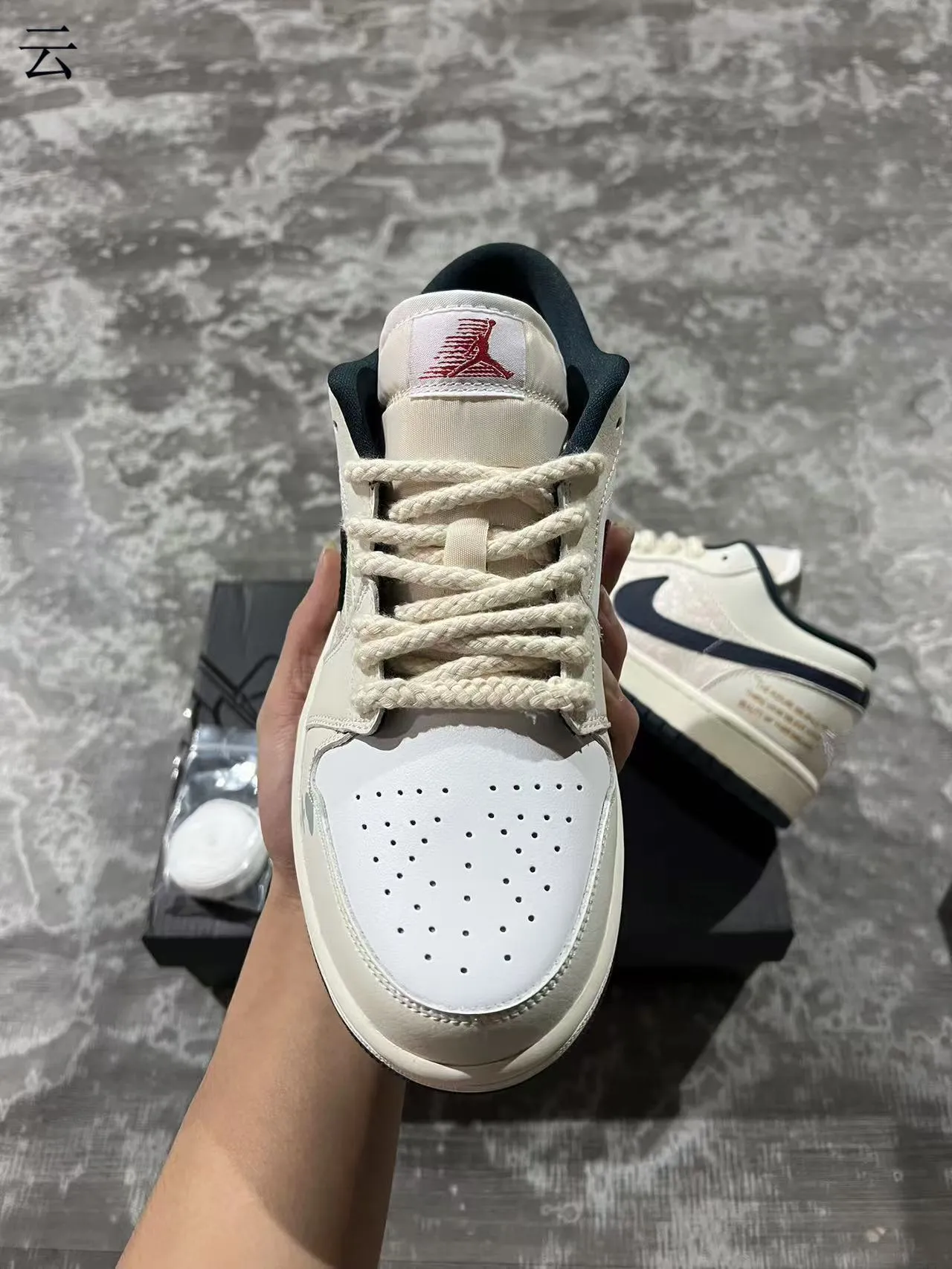 Nike Air Jordan 1 Low Off-White Navy Lifestyle Sneakers 3