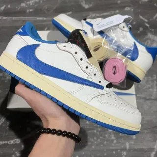 Nike Air Jordan 1 Low Travis Scott أبيض ملكي أزرق أحذية رياضية أسلوب حياة