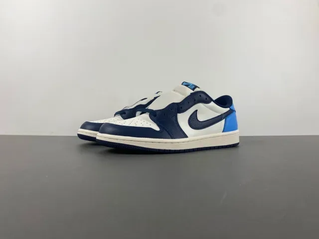 Nike Air Jordan 1 White Navy Blue Lifestyle Sneakers 10