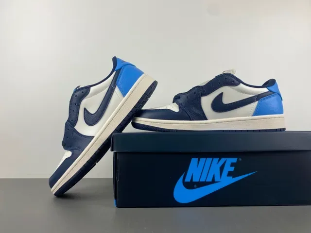 Nike Air Jordan 1 White Navy Blue Lifestyle Sneakers 14