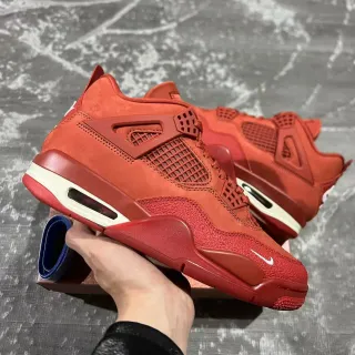 Nike Air Jordan 4 लाल सूड मेश बास्केटबॉल जूते