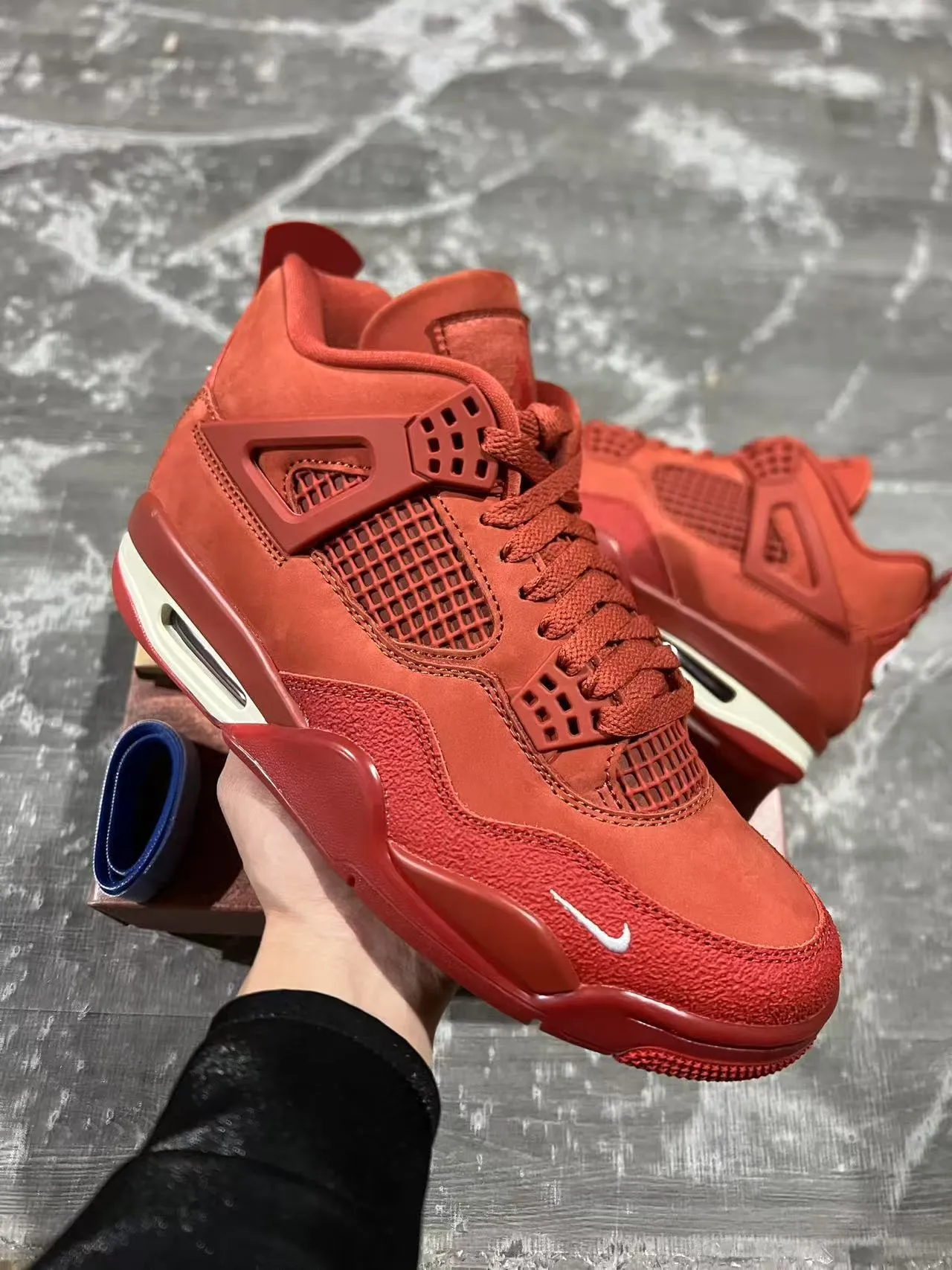 Nike Air Jordan 4 लाल सूड मेश बास्केटबॉल जूते 2
