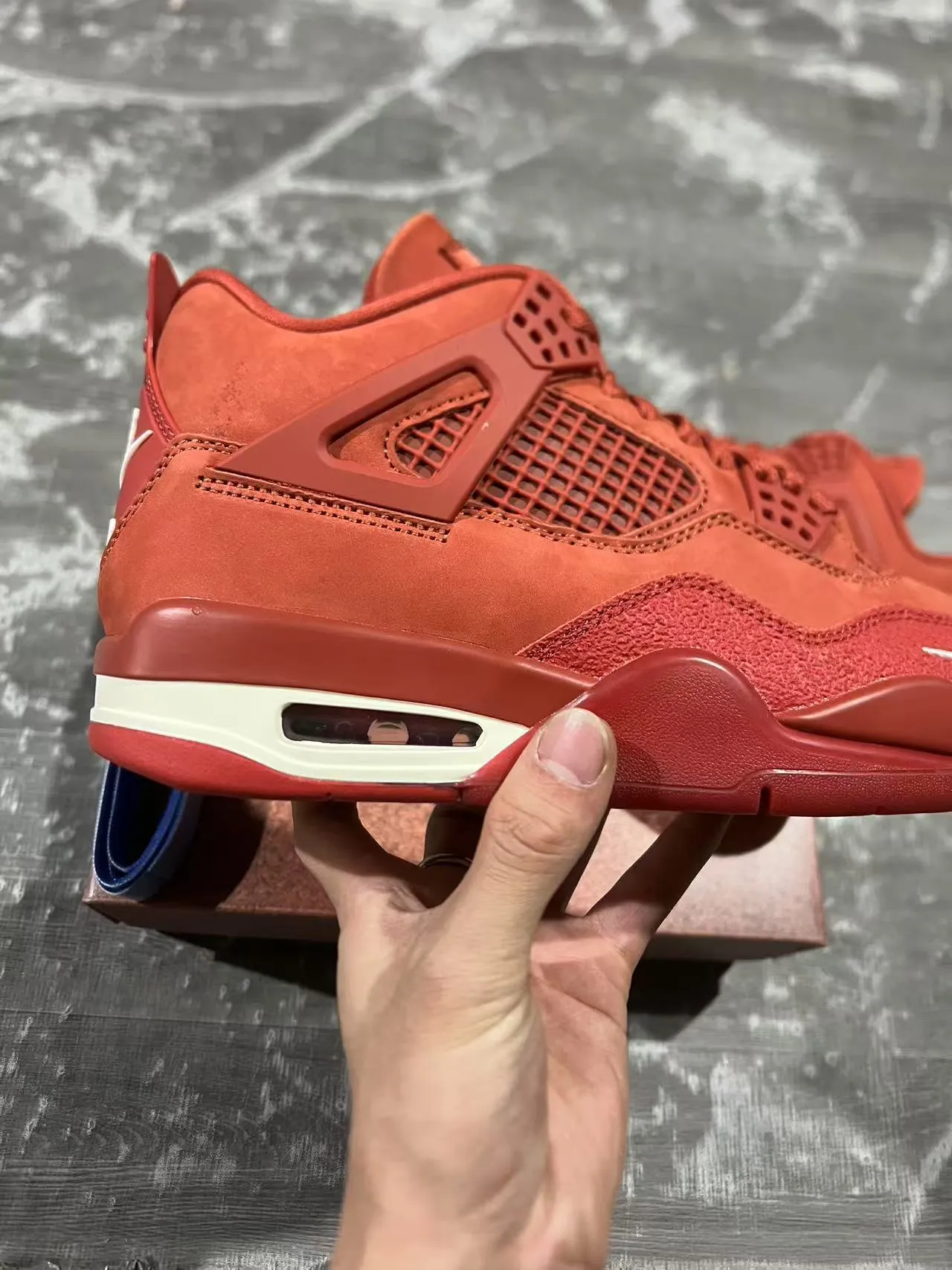 Nike Air Jordan 4 लाल सूड मेश बास्केटबॉल जूते 7