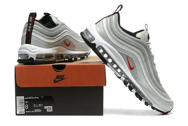 Nike Air Max 97 Metallic Silver Red Lifestyle Sneakers 6