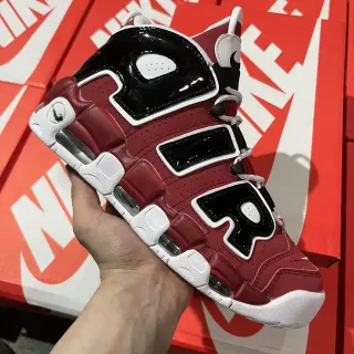 Nike Air More Uptempo लाल काला सफेद बास्केटबॉल जूते