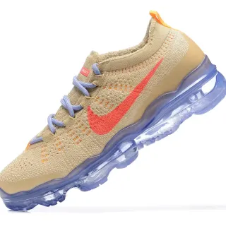Nike Air VaporMax Flyknit Bege Laranja Azul Tênis Lifestyle