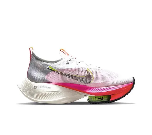 Nike Air Zoom Alphafly सफेद गुलाबी इंजीनियर्ड निट अपर फुल लेंथ ZoomX फोम रनिंग शूज 2