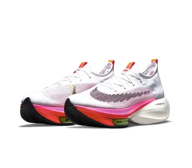 Nike Air Zoom Alphafly सफेद गुलाबी इंजीनियर्ड निट अपर फुल लेंथ ZoomX फोम रनिंग शूज 6