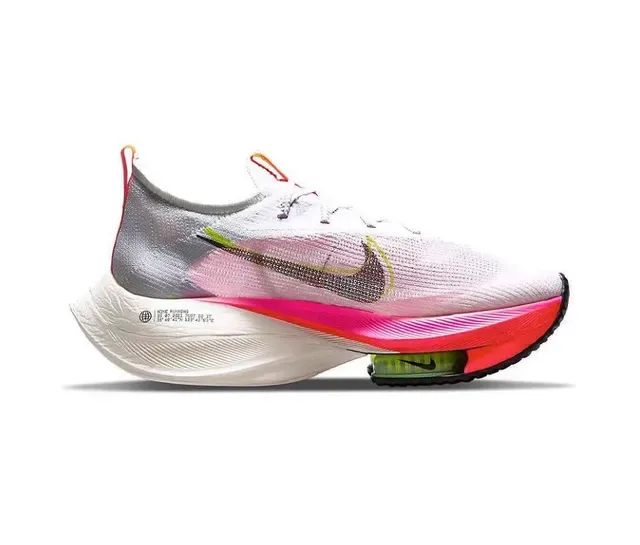 Nike Air Zoom Alphafly सफेद गुलाबी इंजीनियर्ड निट अपर फुल लेंथ ZoomX फोम रनिंग शूज 7