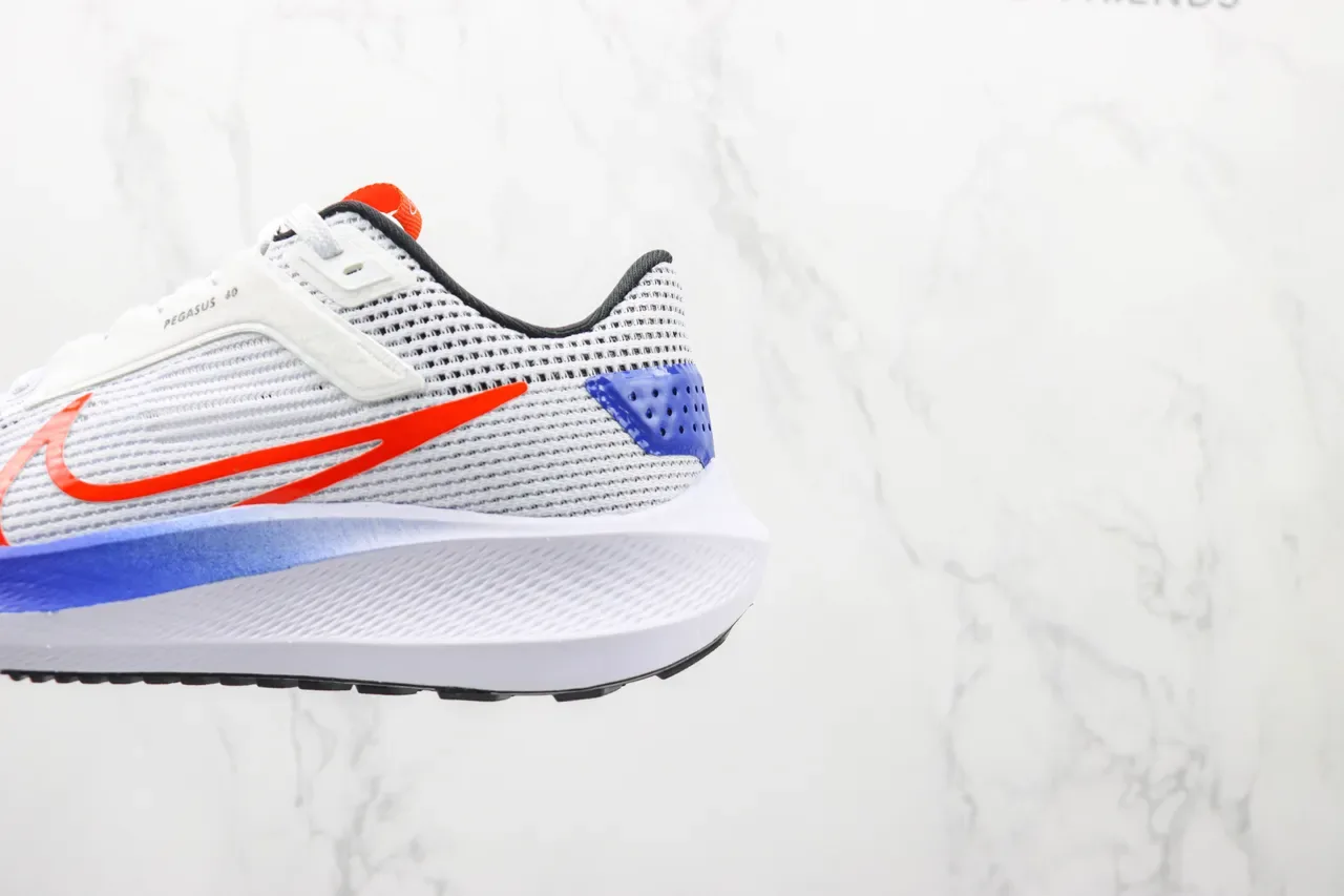 Nike Air Zoom Pegasus 40 White Orange Blue Running Shoes 7
