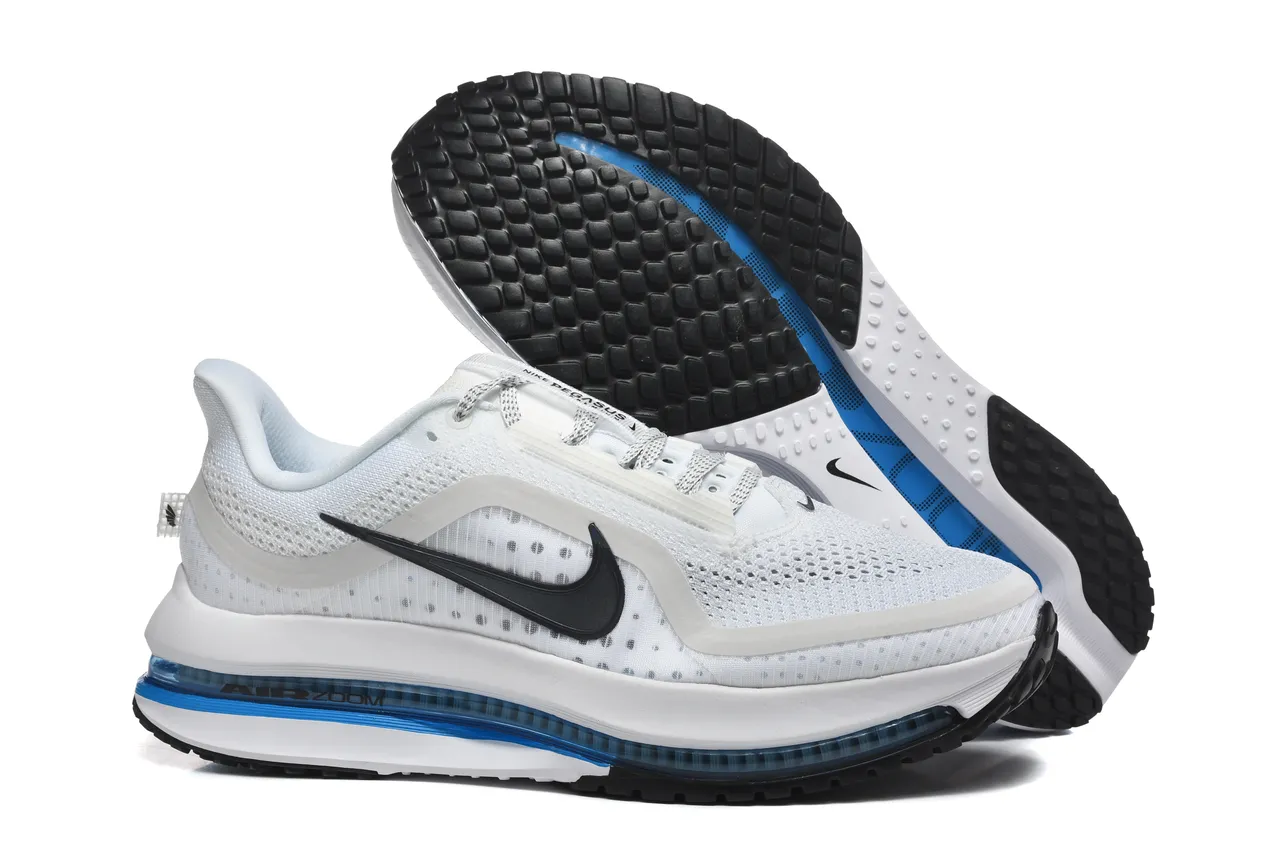 Nike Air Zoom Pegasus 白色蓝色工程网面鞋面全长可见单元跑鞋 5