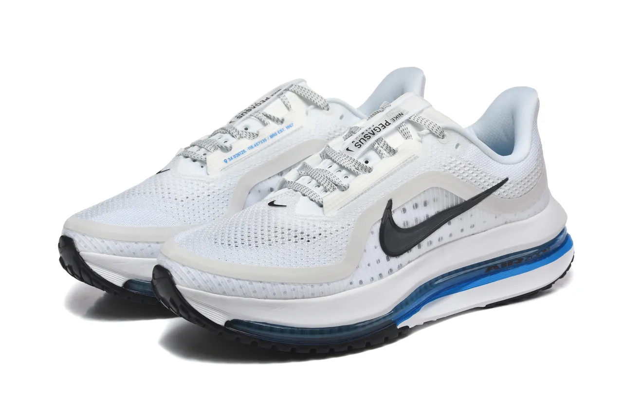 Nike Air Zoom Pegasus 白色蓝色工程网面鞋面全长可见单元跑鞋 6