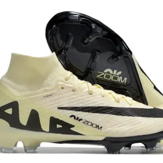 Nike Beige et Noir Flyknit High-Cut Collar Firm-Ground Chaussures de football