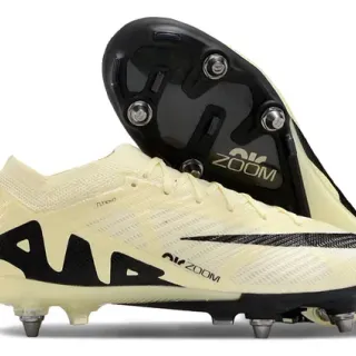 Nike Bege Preto Flyknit Gráfico de Onda Firm-Ground Sapatos de Futebol