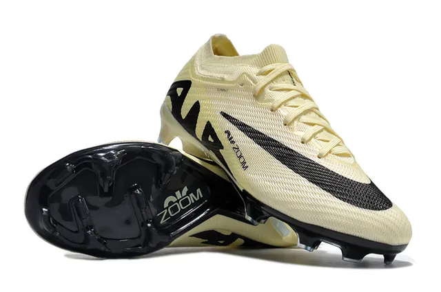 Nike Beige Noir Tricot Supérieur Air Zoom Cushioning Terrain Firme Chaussures de Football 2