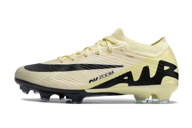 Nike Beige Noir Tricot Supérieur Air Zoom Cushioning Terrain Firme Chaussures de Football 6