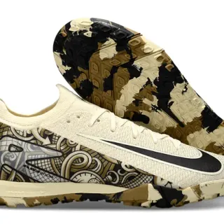 Nike bege preto gola Flyknit parte superior grama futebol sapatos