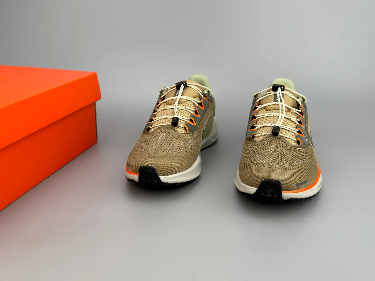 Nike Beige Orange Engineered Mesh Upper Dual-Density Midsole Running Shoes 3