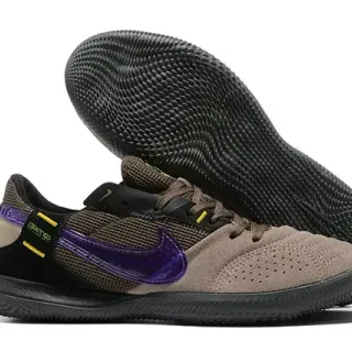 Nike Beige Purple Perforated Suede Upper Translucent Swoosh Sneakers