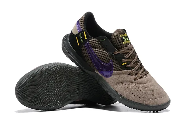 Nike Beige Purple Perforated Suede Upper Translucent Swoosh Sneakers 3